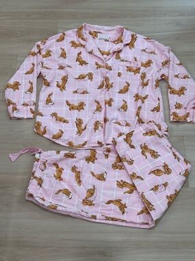 Peter Alexander Bamboo Cotton Pajama Set - Pink Dachshund P.A. Pups XL